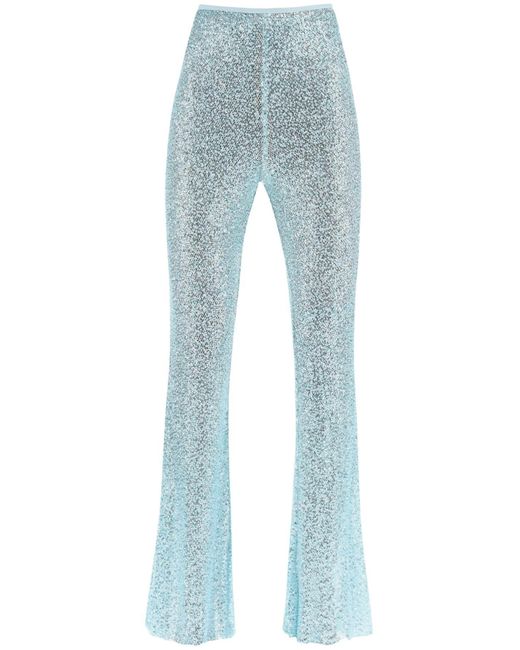 Self-Portrait Blue Flared Pants With Sequins And Beads