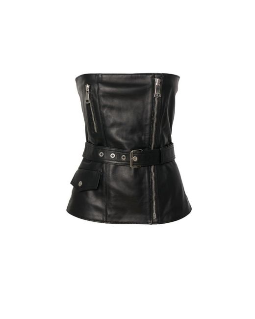 Manokhi Black Jean Top Lambskin