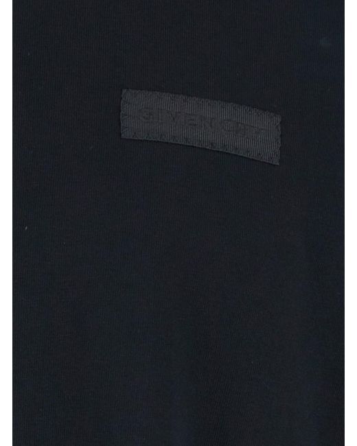 Givenchy Black Crewneck T-Shirt With Logo Patch On The Front for men