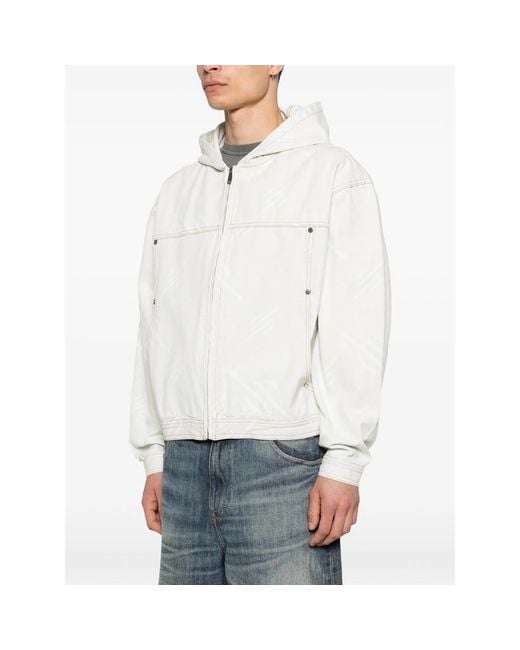 Daily Paper White Hooded Patterned Jacket for men