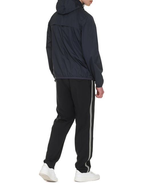 K-Way Blue Claude Hooded Nylon Jacket Polyamide Raincoats for men