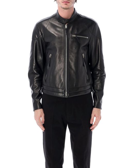 Tom Ford Black Leather Biker Jacket for men