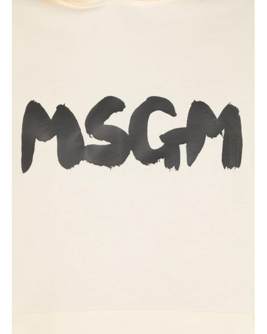 MSGM White Hoodie With Logo for men