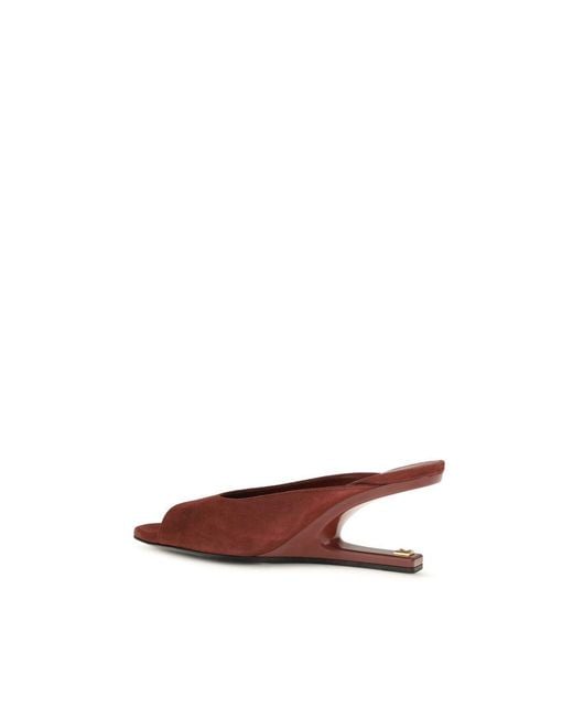 Balmain Red Bordeaux Goatskin Mules