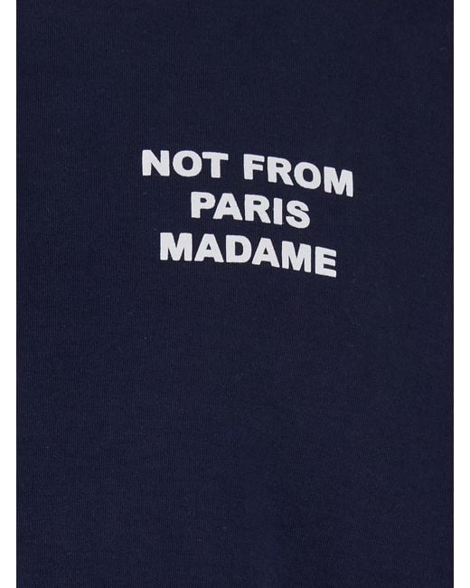 Drole de Monsieur Blue Crewneck T-Shirt With Slogan Print On The Front And Back for men