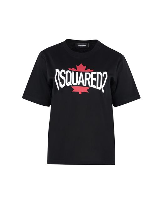 DSquared² Black Short-Sleeve Printed Cotton T-Shirt T-Shirts & Jerseys