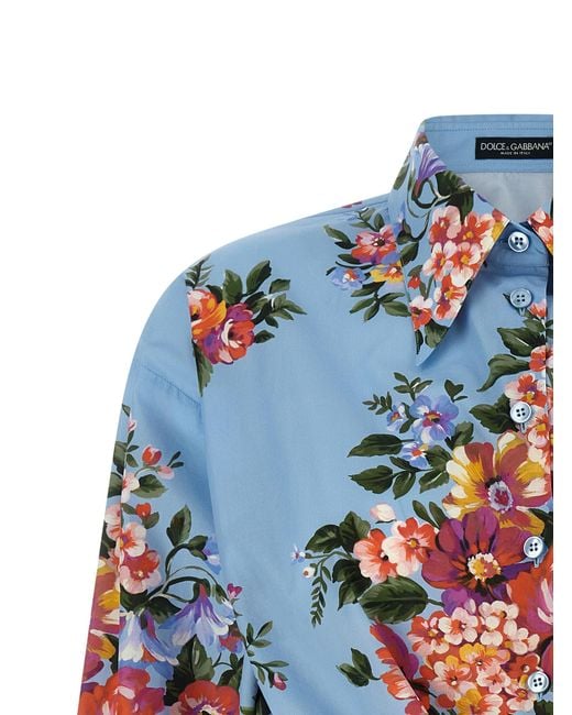 Dolce & Gabbana Blue Mazzo Di Fiori Shirt