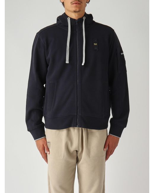 Blauer Blue Cardinton Hoodie Full-Zip, Caldo Cotone Garzato, Tasche A Filetto. Sweatshirt for men