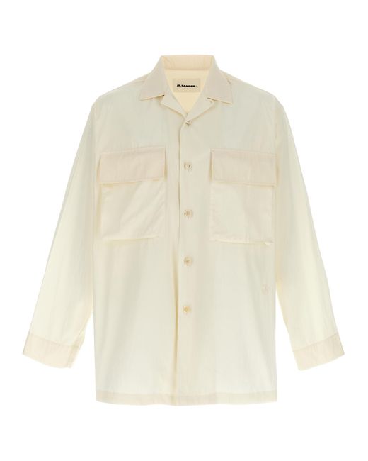 Jil Sander White Logo Embroidery Shirt for men