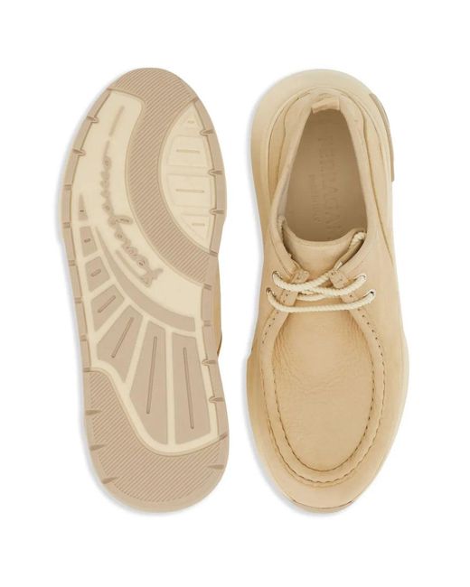 Ferragamo Natural Lace-Up Leather Sneakers for men