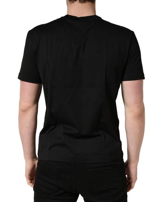 Dolce & Gabbana Black Logo Dg Print Cotton Crew Neck T-Shirt for men