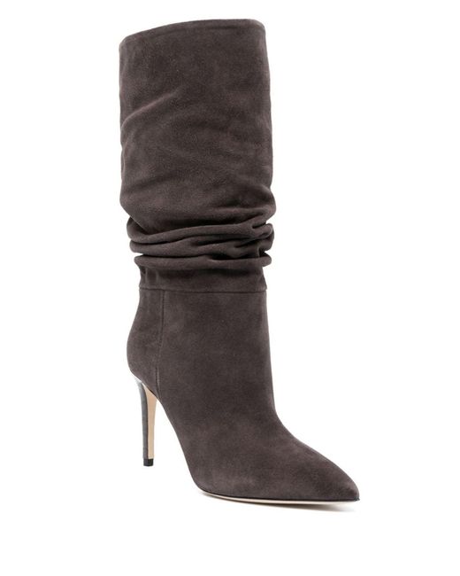 Paris Texas Gray 90mm Heeled Suede Boots