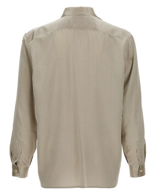 Saint Laurent Natural Striped Satin Shirt Shirt, Blouse for men