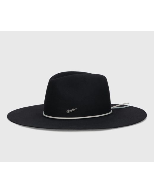 Borsalino Black Heath Alessandria Brushed Felt Leather Hatband for men