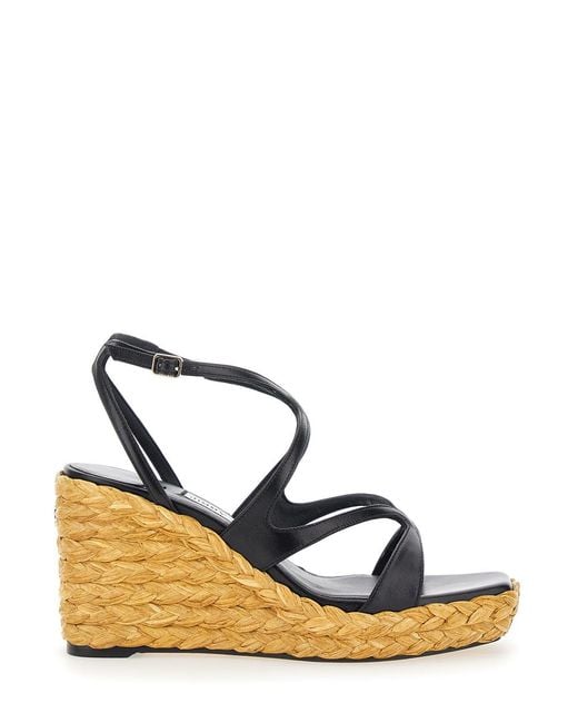 Jimmy Choo Metallic Ayla Wedges With Leather Ankle Strap And High Heel
