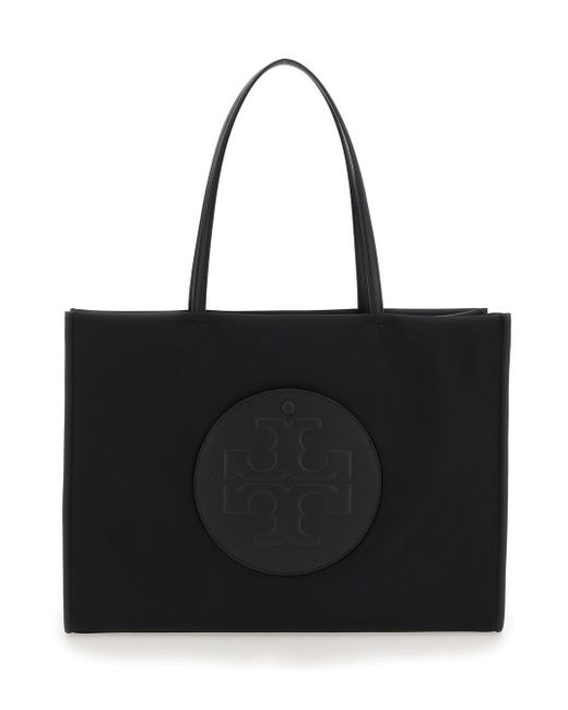 Tory Burch Black 'Ella' Large Tote Bag With Tonal Logo Detail