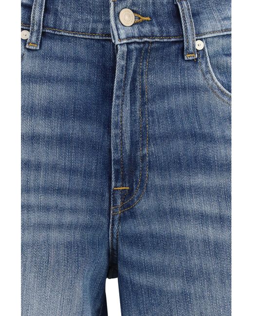 7FOR Blue Straight-Leg Vintage Wash Jeans Cotton; Elastane