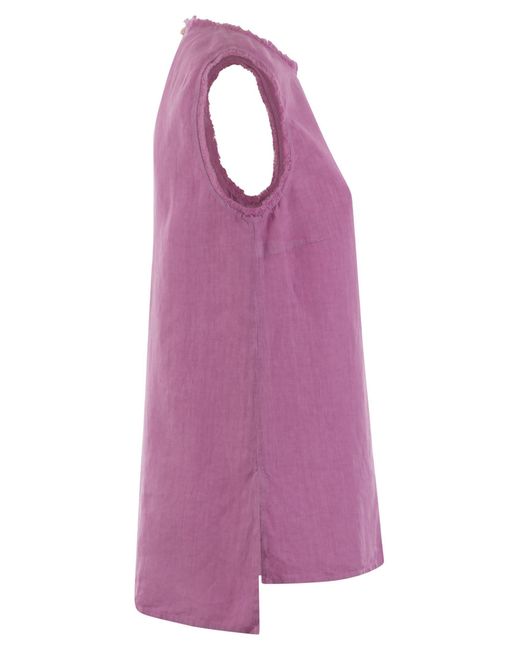 Peserico Purple Sleeveless Linen Top