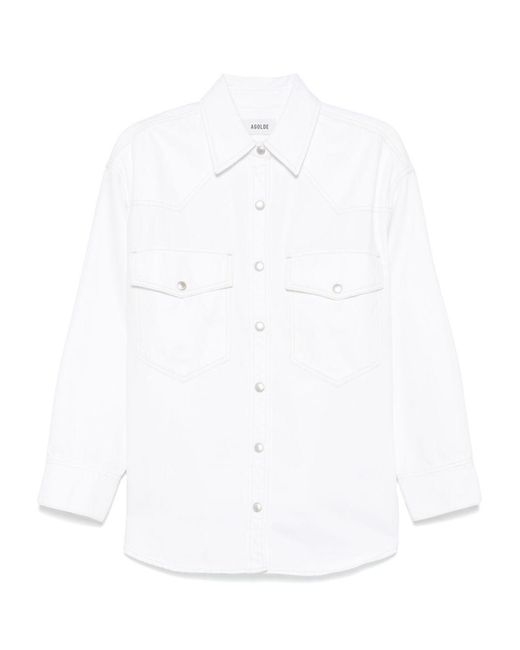 Agolde White Press-Stud Shirt
