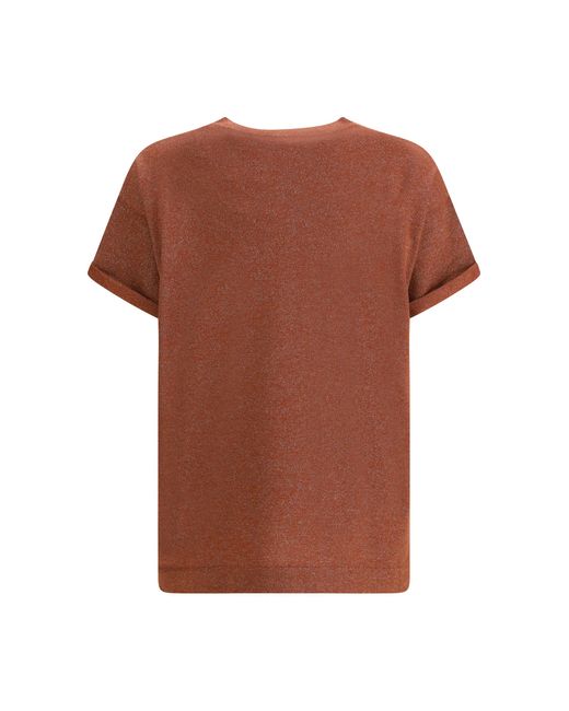 Brunello Cucinelli Brown Cashmere Glitter T-Shirt T-Shirts