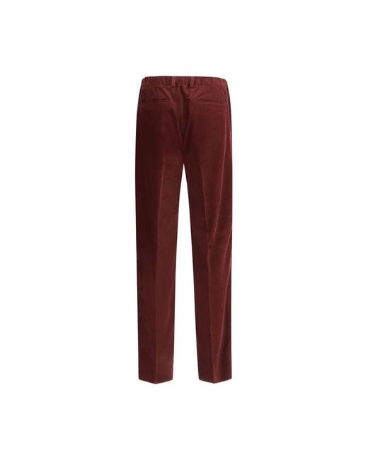 Fendi Red Bordeaux Cotton Casual Pants for men