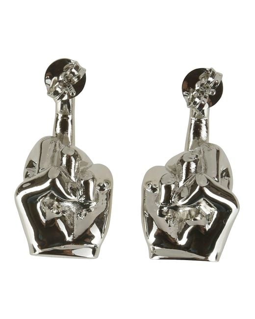 Y. Project White Mini Fuck You Earrings Pair