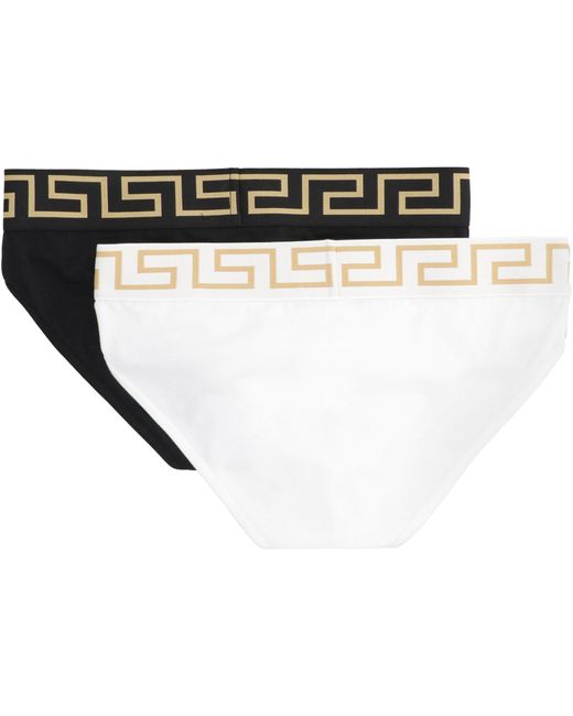 Versace Black Set Of Two Cotton Briefs With Logoed Elastic Band for men