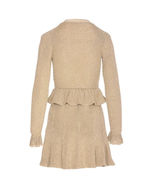 Self-Portrait Natural Lurex Knit Mini Dress