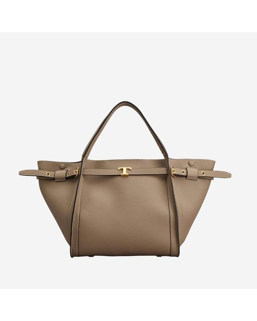 Tod's Natural Leather Shopping Bag With Logo Calfskin Handbags