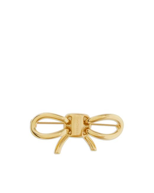 Ferragamo Metallic Brooch Vara Bow Brass Brooches & Pins