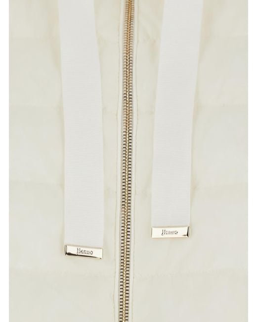 Herno White Down Jacket With Drawstring Hood And Quilted Design