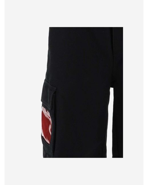 44 Label Group Black Cotton Bermuda Shorts With Logo for men