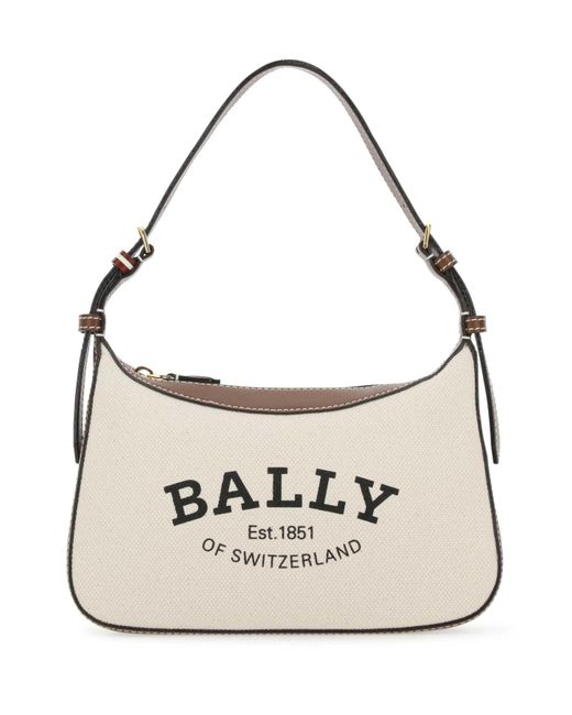 Bally White Two-Tone Canvas And Leather Coralye Handbag