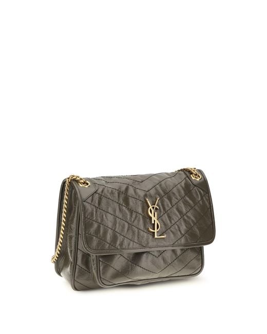 Saint Laurent Gray Niki Shoulder Bag Calf Leather Bos Taurus