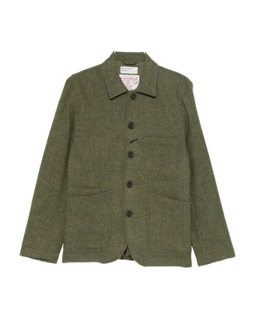 Universal Works Green Harris Tweed Plaid Bakers C Jacket for men