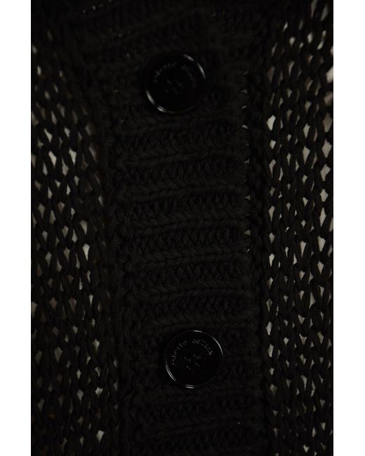 Roberto Collina Black Rib Trim Perforated Knit Cardigan