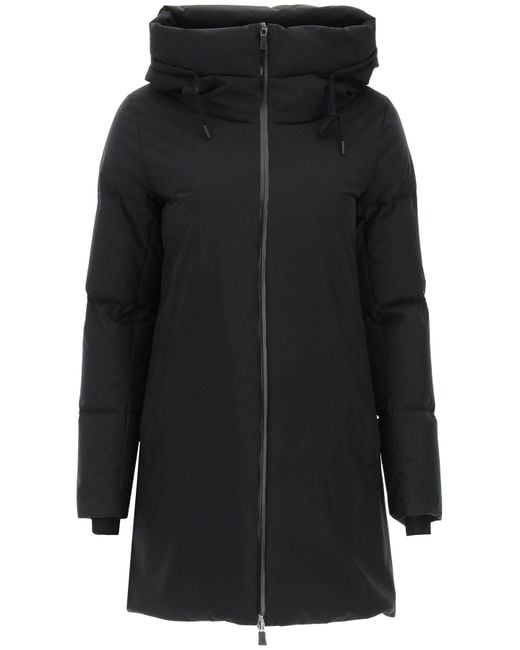 Herno Black Hooded Down Jacket In 2layer Gore-tex