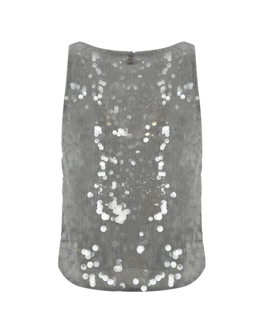 Patrizia Pepe Gray Sequin Top