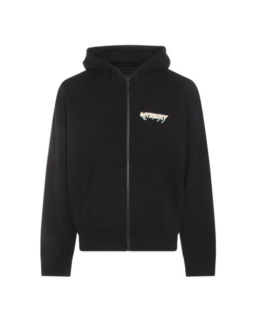 Givenchy Black Graphic Printed Zipped Hoodie for men