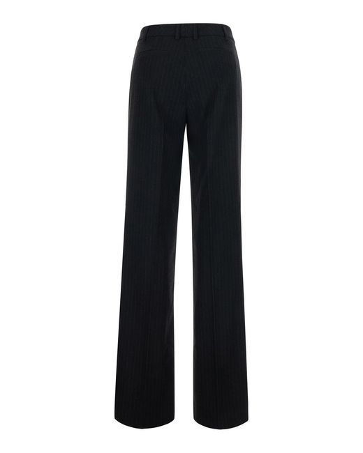 Le Plain Black Pinstripe Trousers