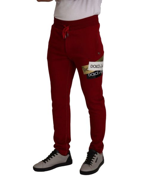 Dolce & Gabbana Red Elegant Jogging Pants With Drawstring Closure for men