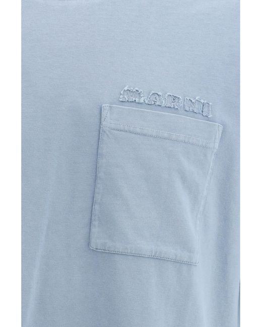 Marni Blue Cotton Jersey T-Shirt With Chest Pocket T-Shirts for men