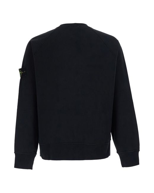 Stone Island Blue Crewneck Sweatshirt Cotton Sweatshirts for men
