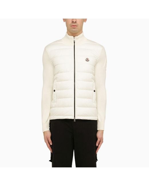 Moncler White Padded Cardigan With Logo for men