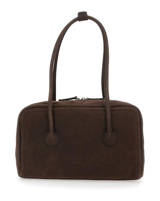 MARGE SHERWOOD Brown Shoulder Bag Soft Boston With Leather Details For Cow