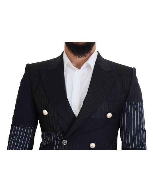 Dolce & Gabbana Blue Elegant Slim-Fit Double Breasted Blazer for men