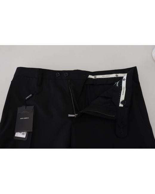Dolce & Gabbana Black Elegant Wool-Blend Trousers for men