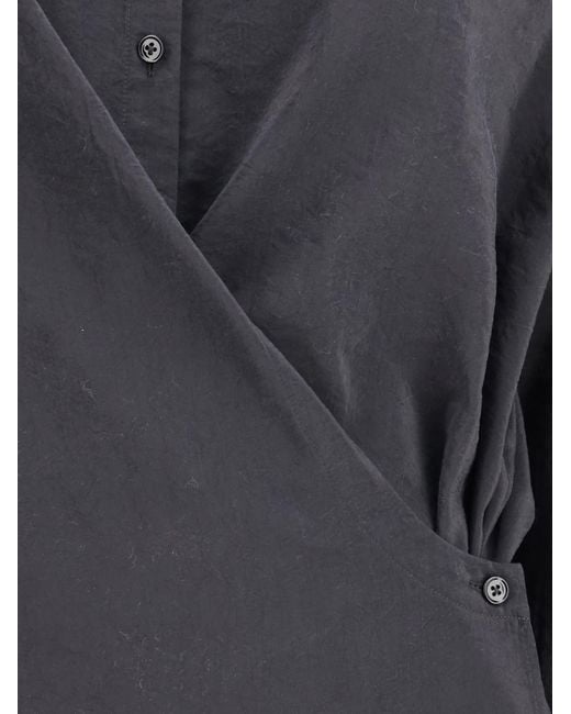 Lemaire Gray Draped Shirt Silk; Polyamide