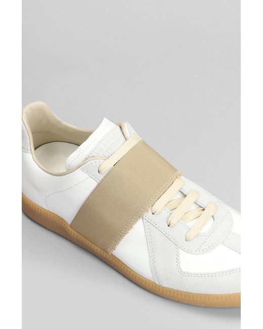 Maison Margiela Replica Sneakers In White Suede And Leather for men