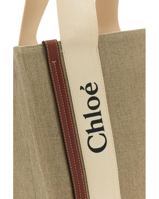 Chloé Multicolor Fabric Woody Shopping Bag in Natural | Lyst